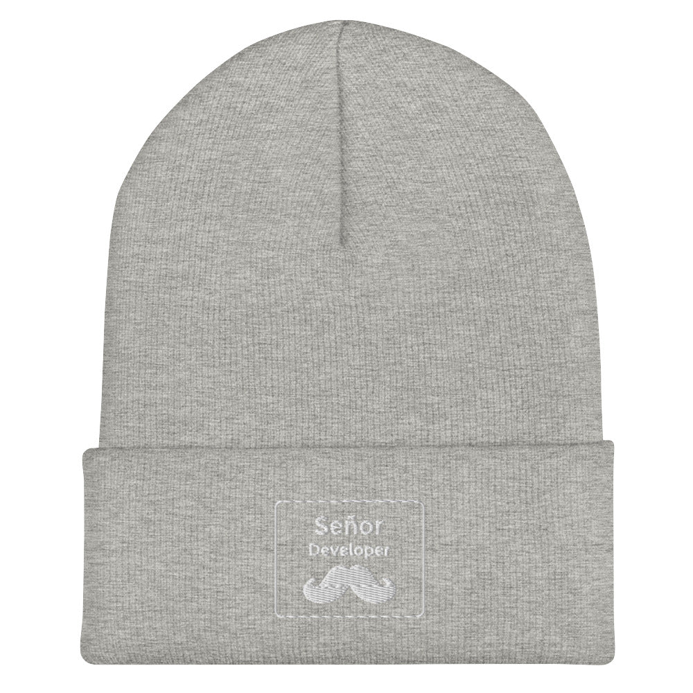 Moustache Señor Developer Cuffed Beanie