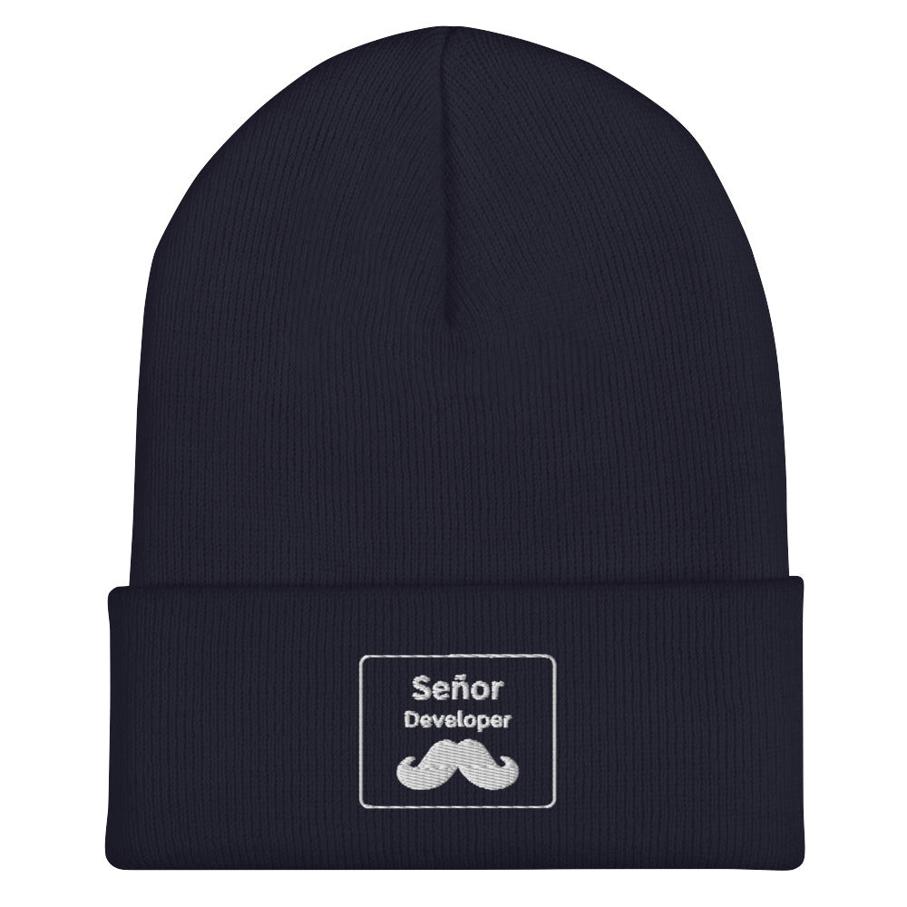 Moustache Señor Developer Cuffed Beanie