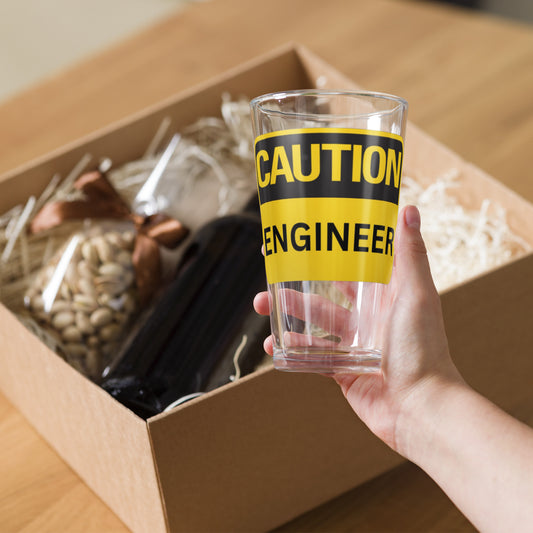 Caution Engineer Shaker pint glass