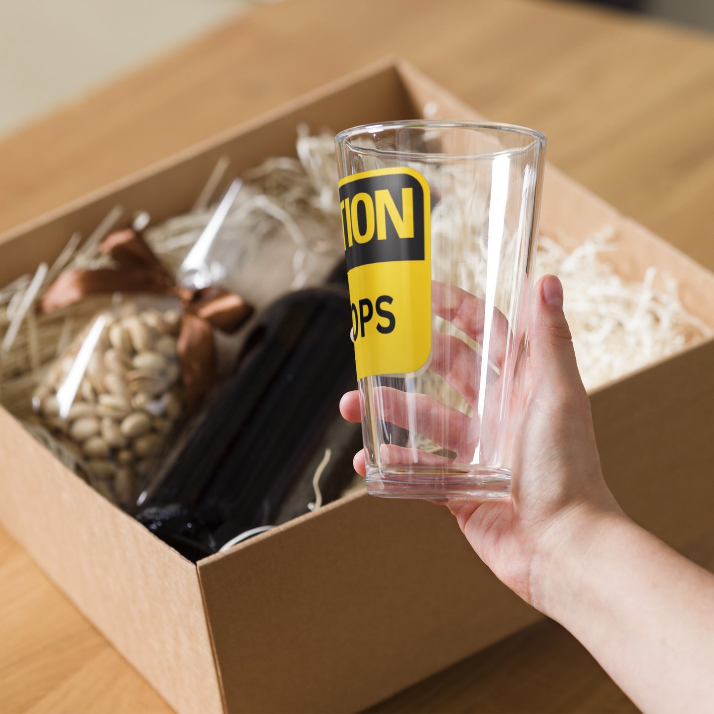 Caution DEVOPS Shaker pint glass