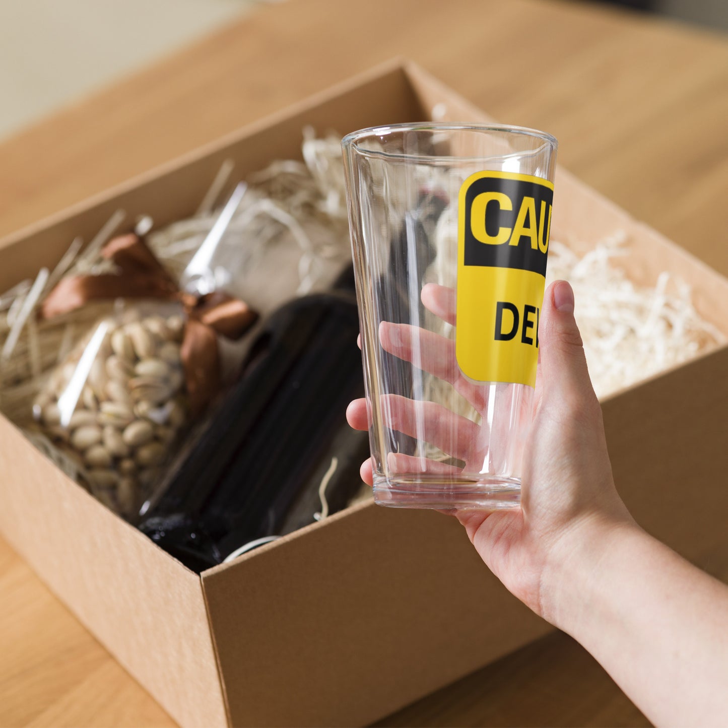 Caution DEVOPS Shaker pint glass