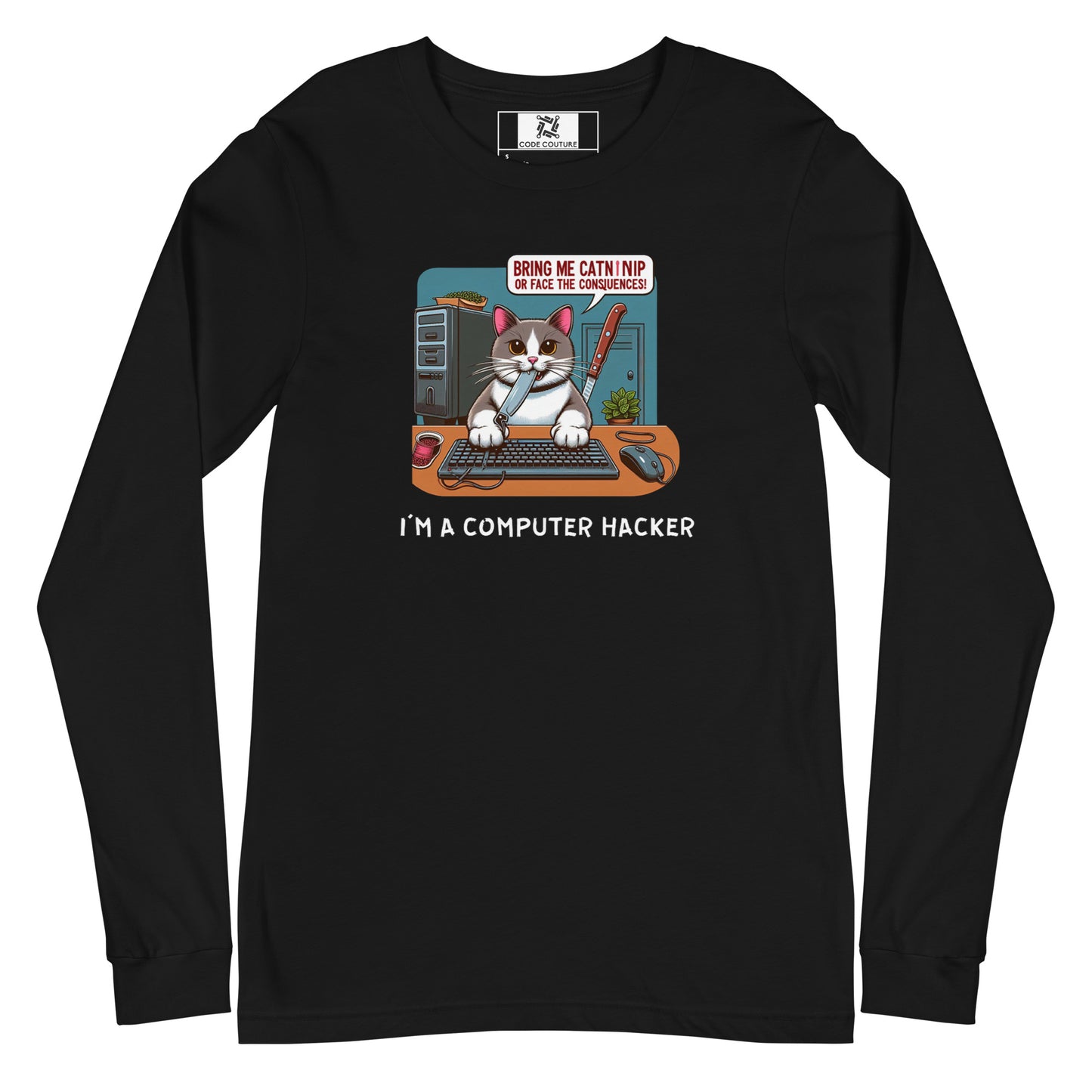 Hacker Kitty Long Sleeve - Dark