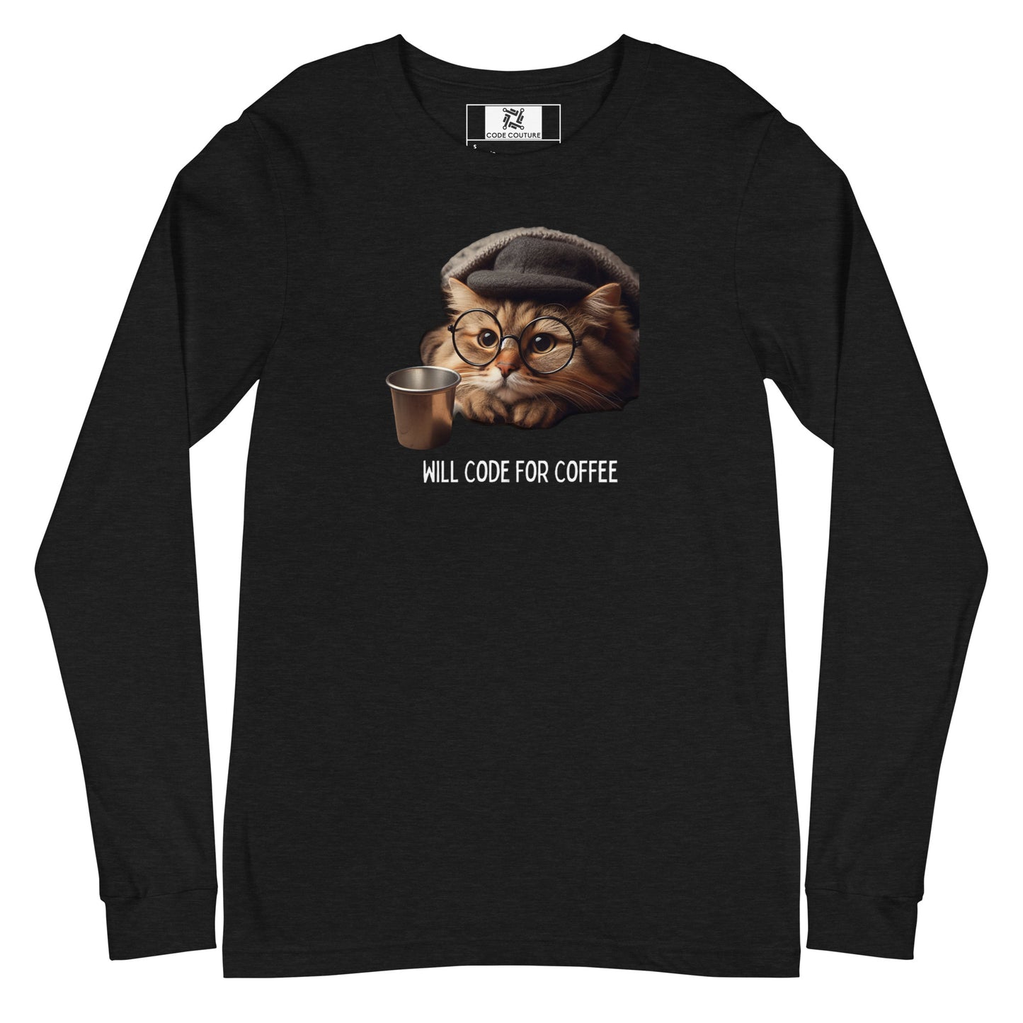 Kitty in Glasses Long Sleeve - Dark