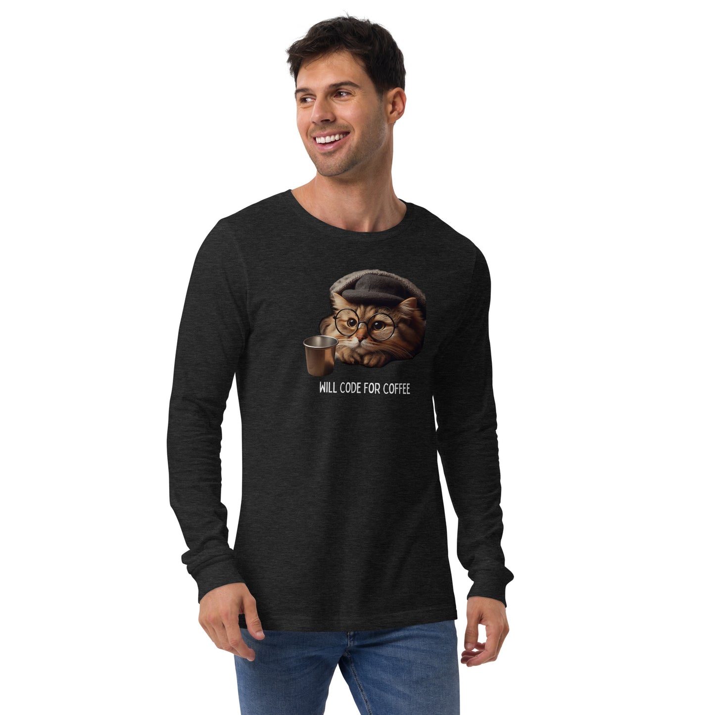 Kitty in Glasses Long Sleeve - Dark