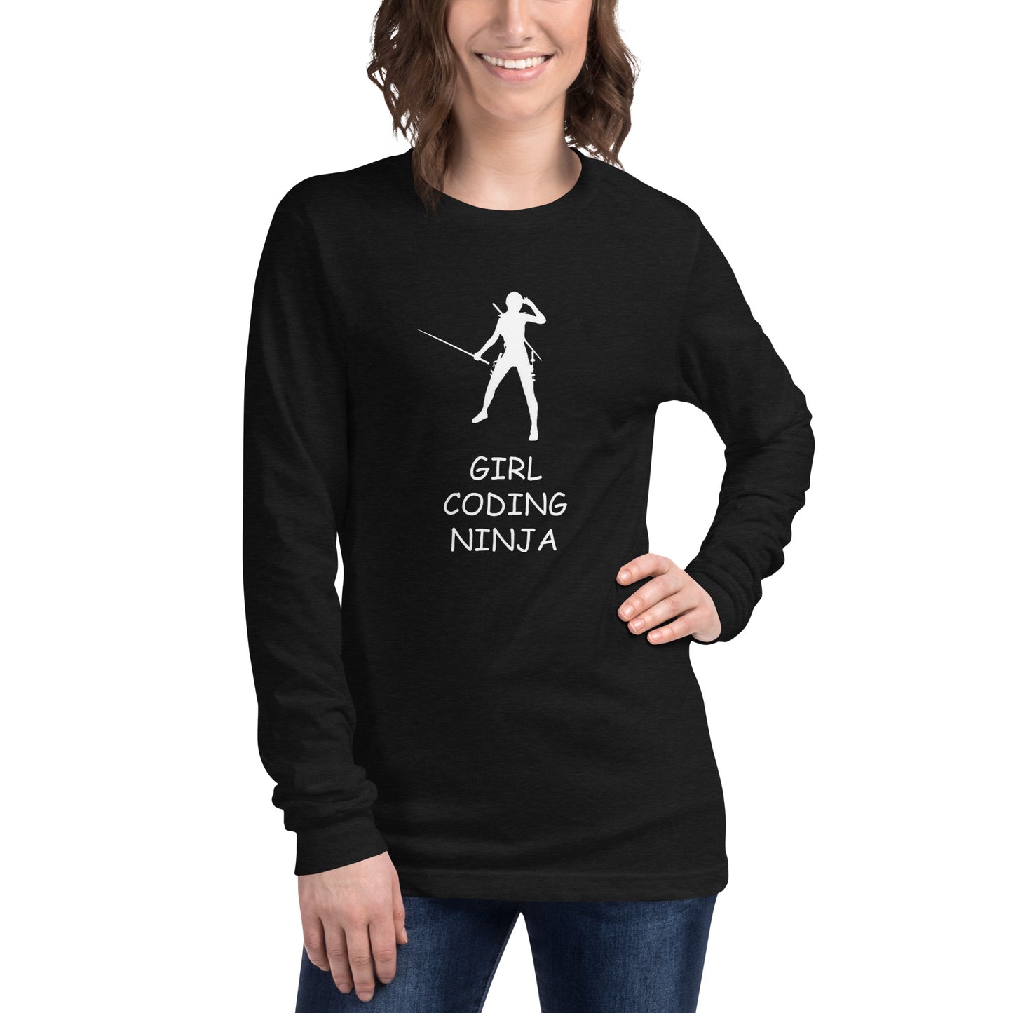 Girl Coding Ninja Long Sleeve - Dark