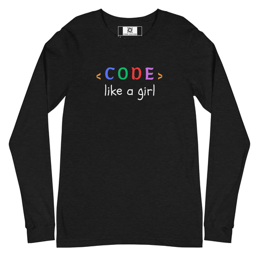 Code Like a Girl Long Sleeve - Dark