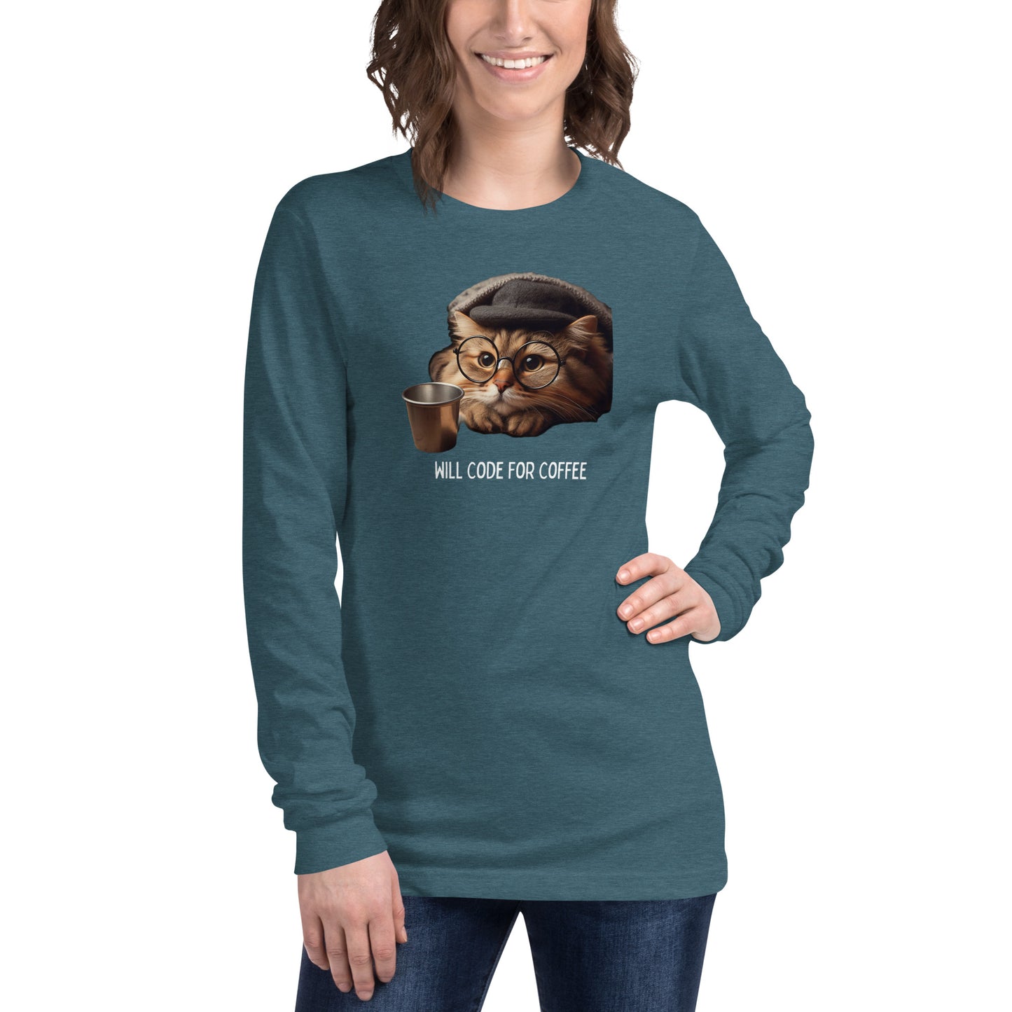 Kitty in Glasses Long Sleeve - Dark