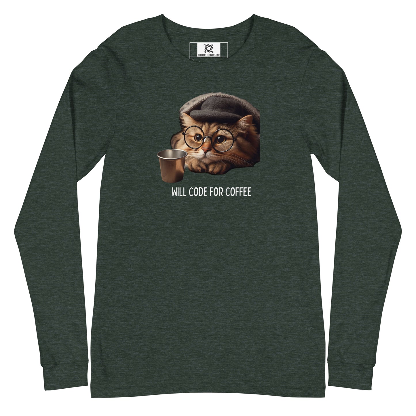 Kitty in Glasses Long Sleeve - Dark