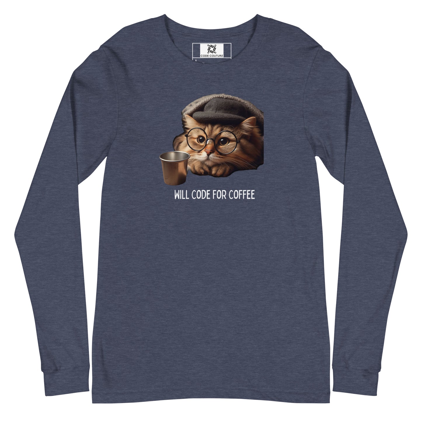 Kitty in Glasses Long Sleeve - Dark