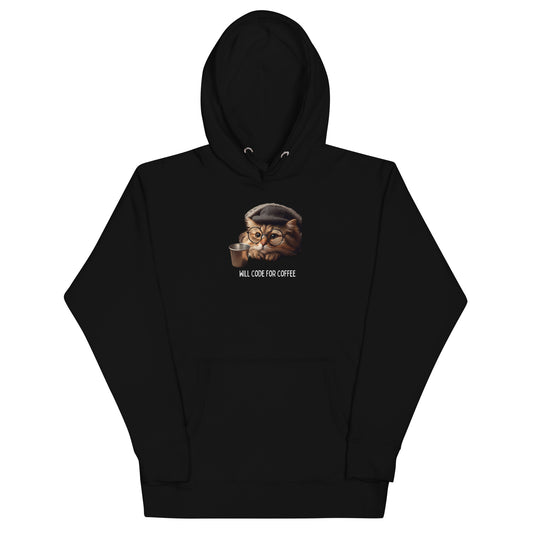 Kitty in Glasses Developer Hoodie - Dark