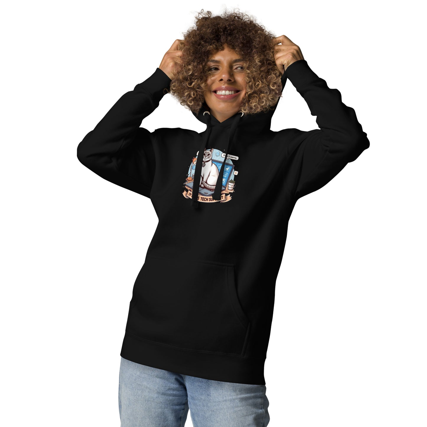 Kitty Tech Support Hoodie - Dark