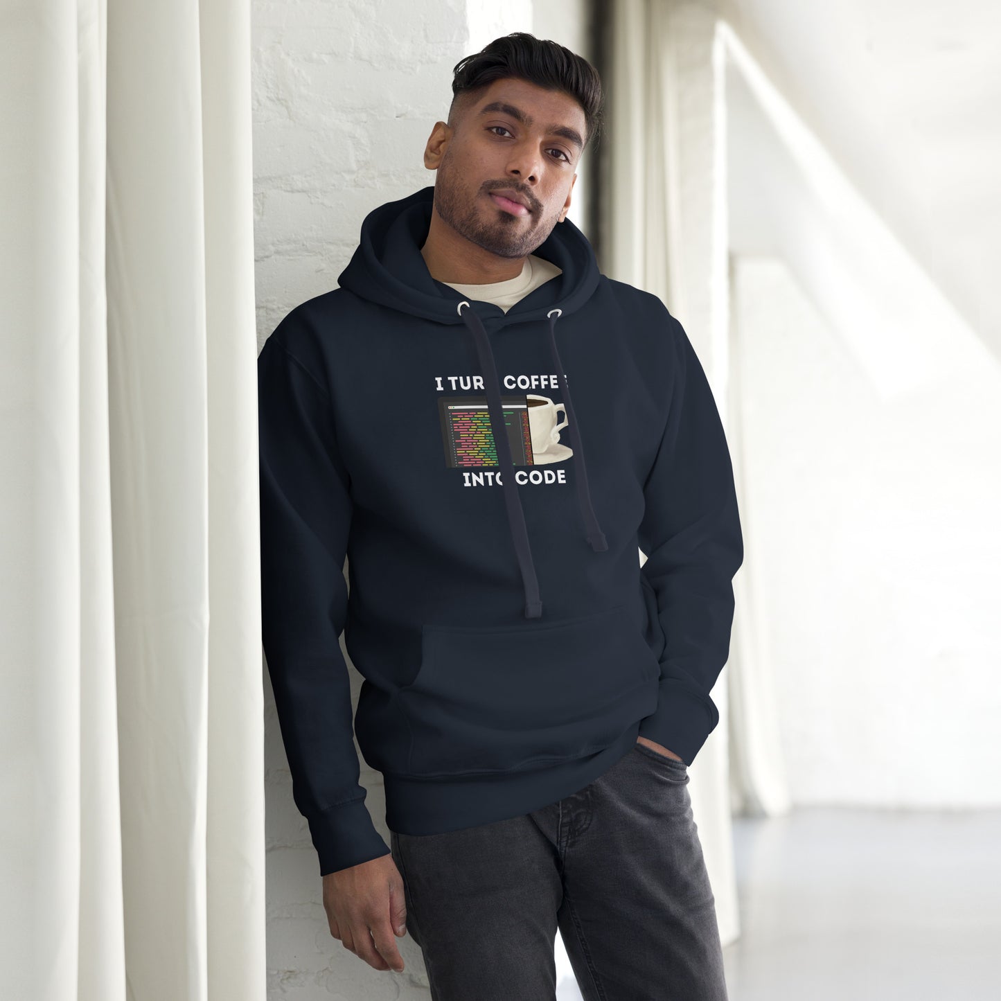 Coffee into Code Hoodie - Dark