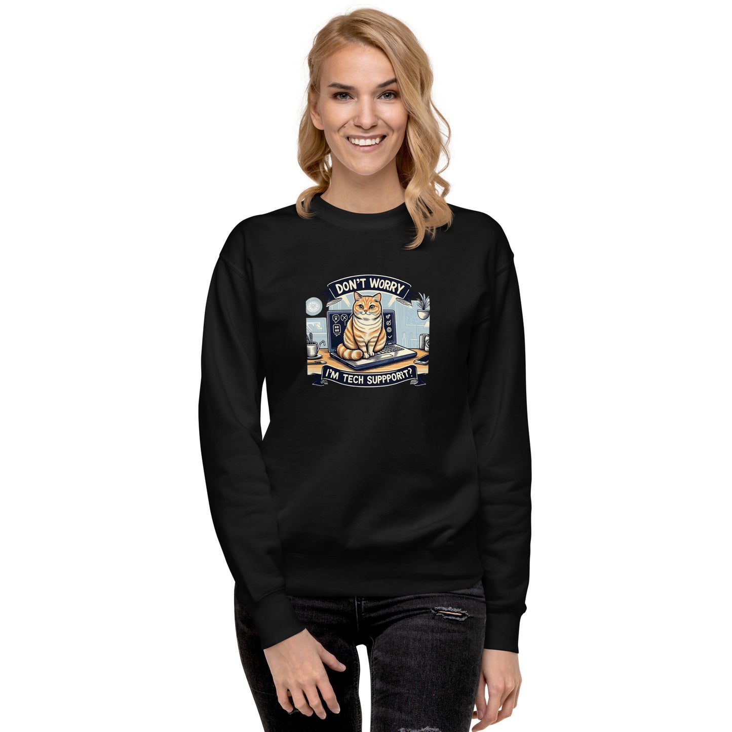 Kitty Tech Support Sweatshirt - Dark