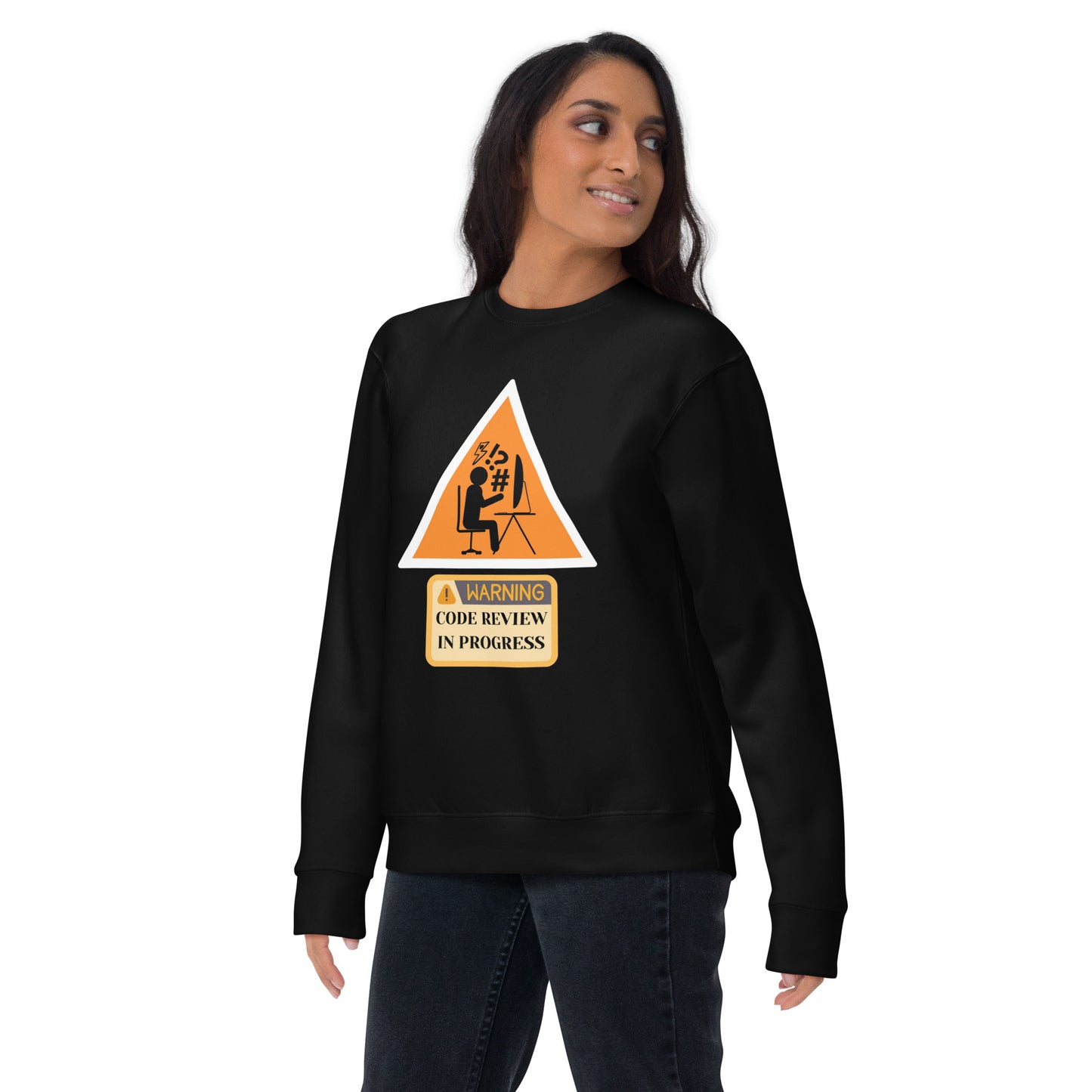 Warning Code Review Premium Sweatshirt