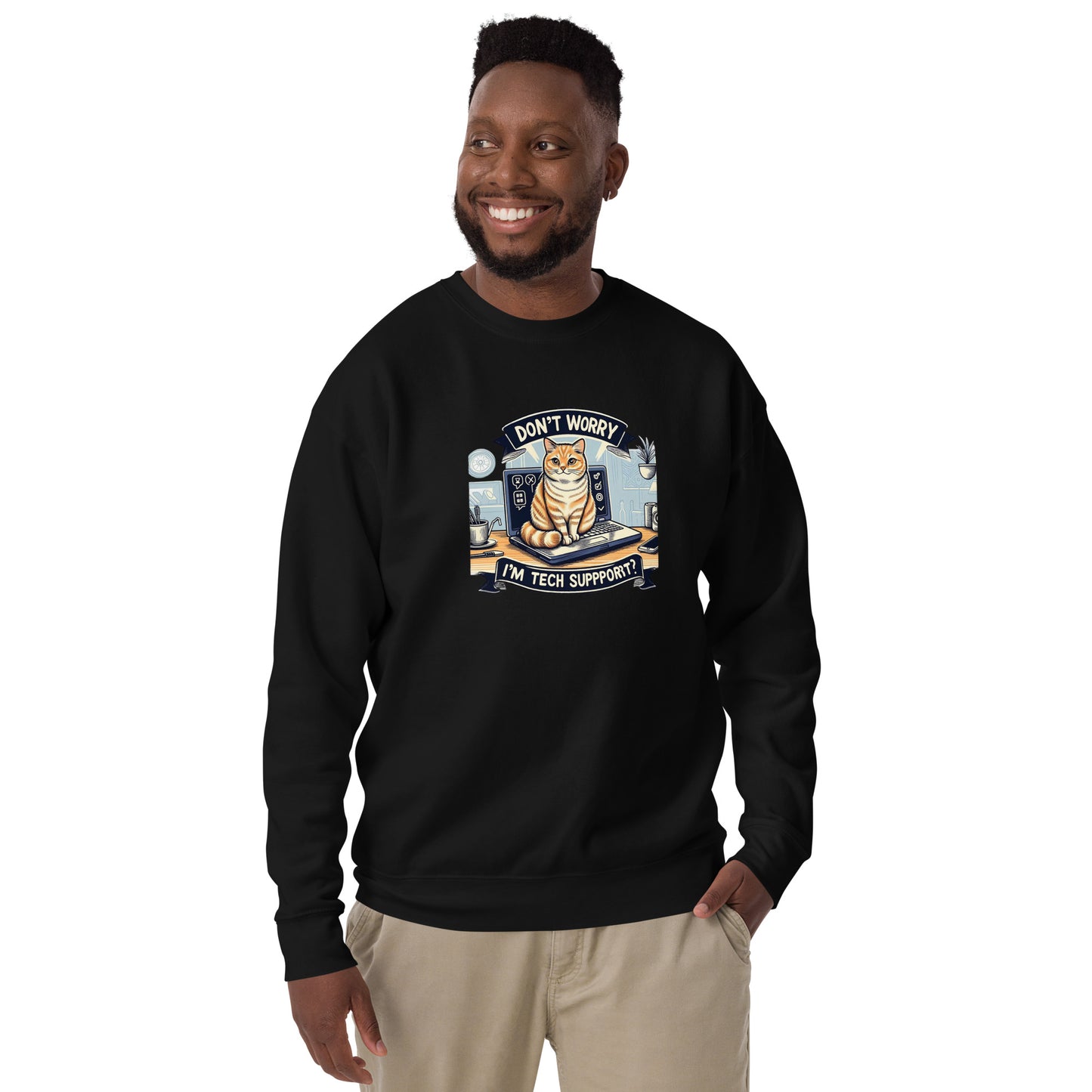 Kitty Tech Support Sweatshirt - Dark