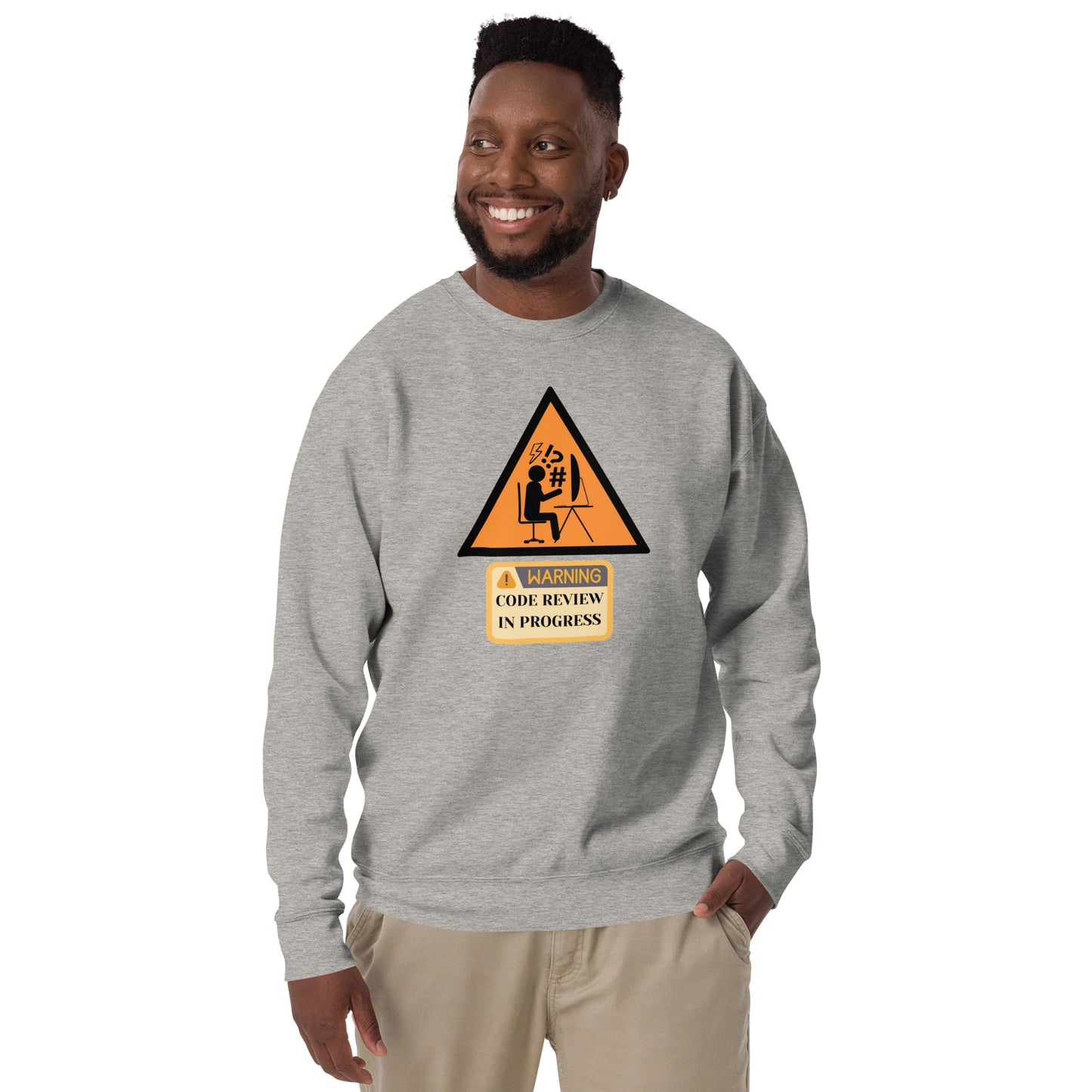 Warning Code Review Premium Sweatshirt - Light