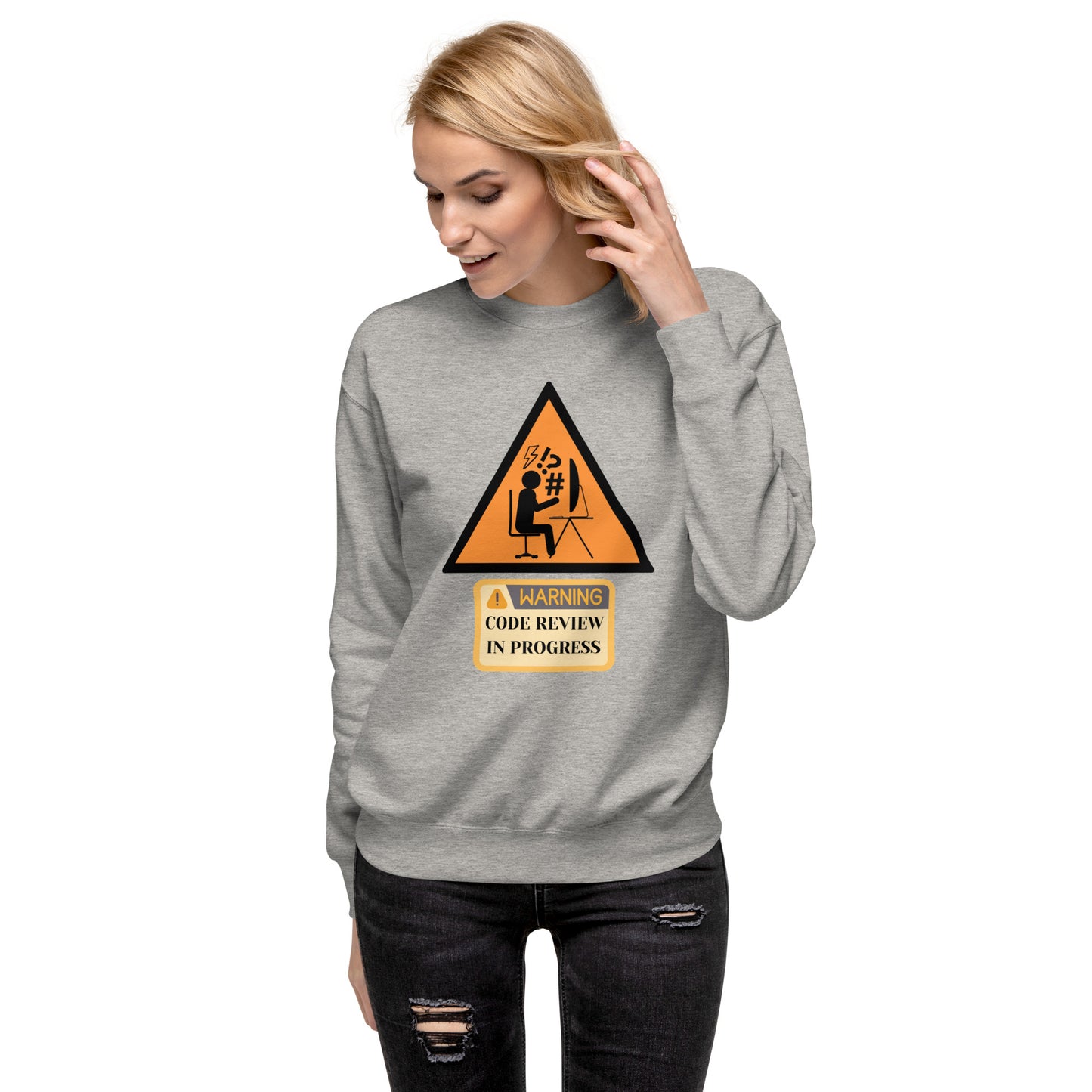 Warning Code Review Premium Sweatshirt - Light