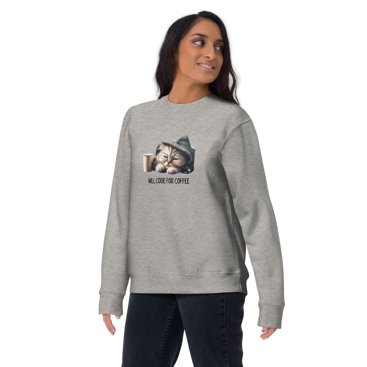 Sleepy Developer Kitty Sweatshirt - Light