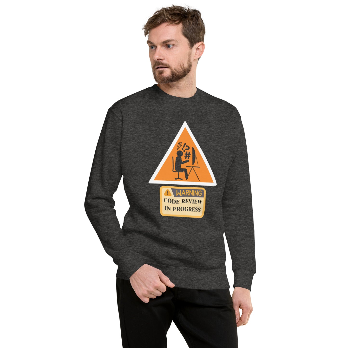 Warning Code Review Premium Sweatshirt