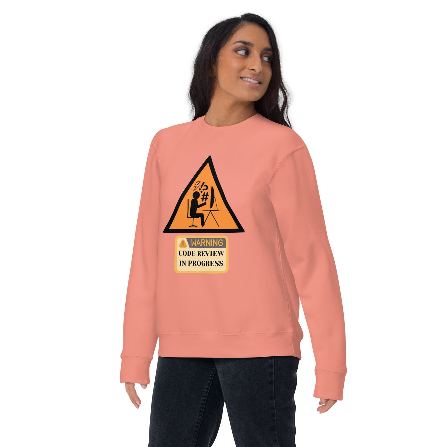 Warning Code Review Premium Sweatshirt - Light