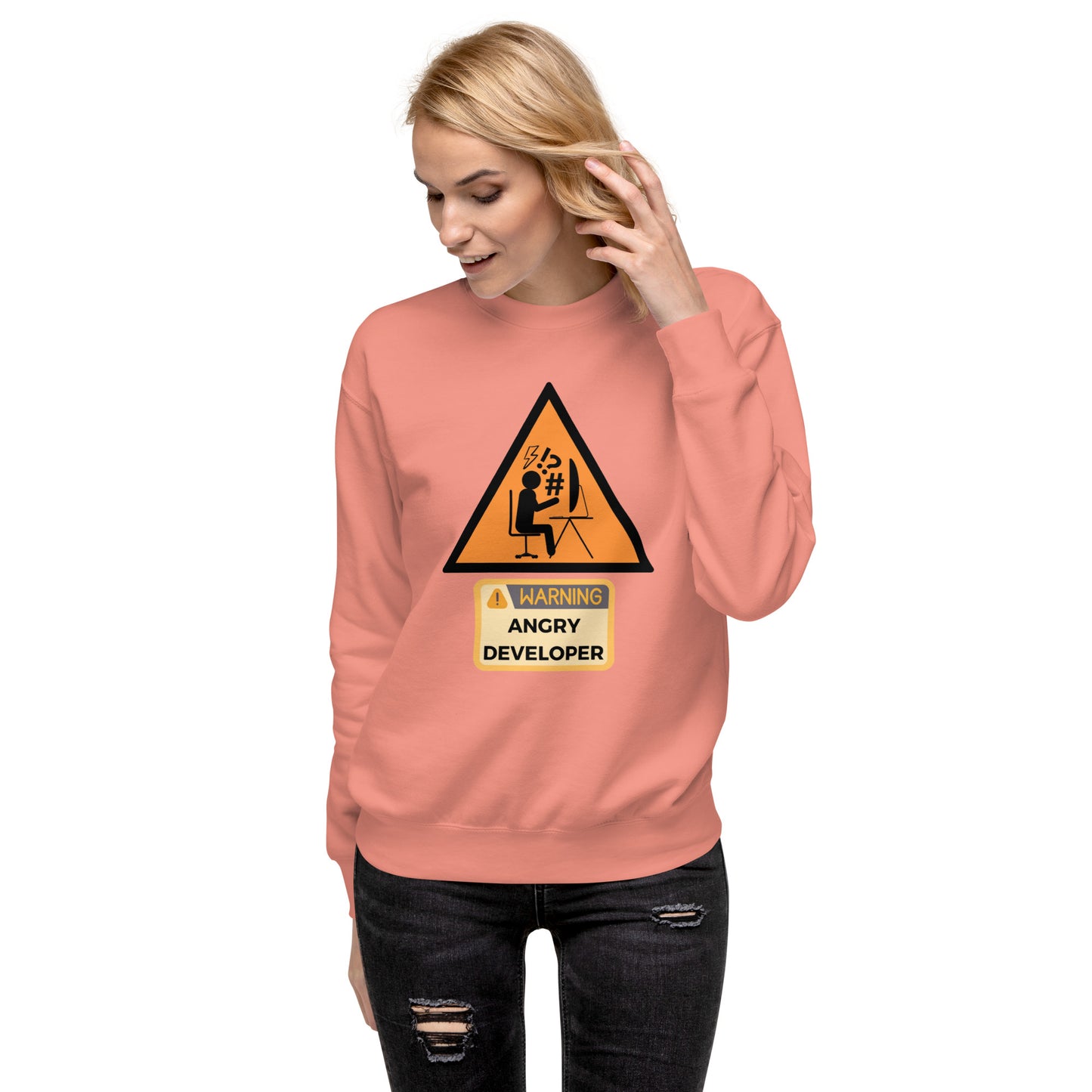 Warning Angry Developer Premium Sweatshirt - Light