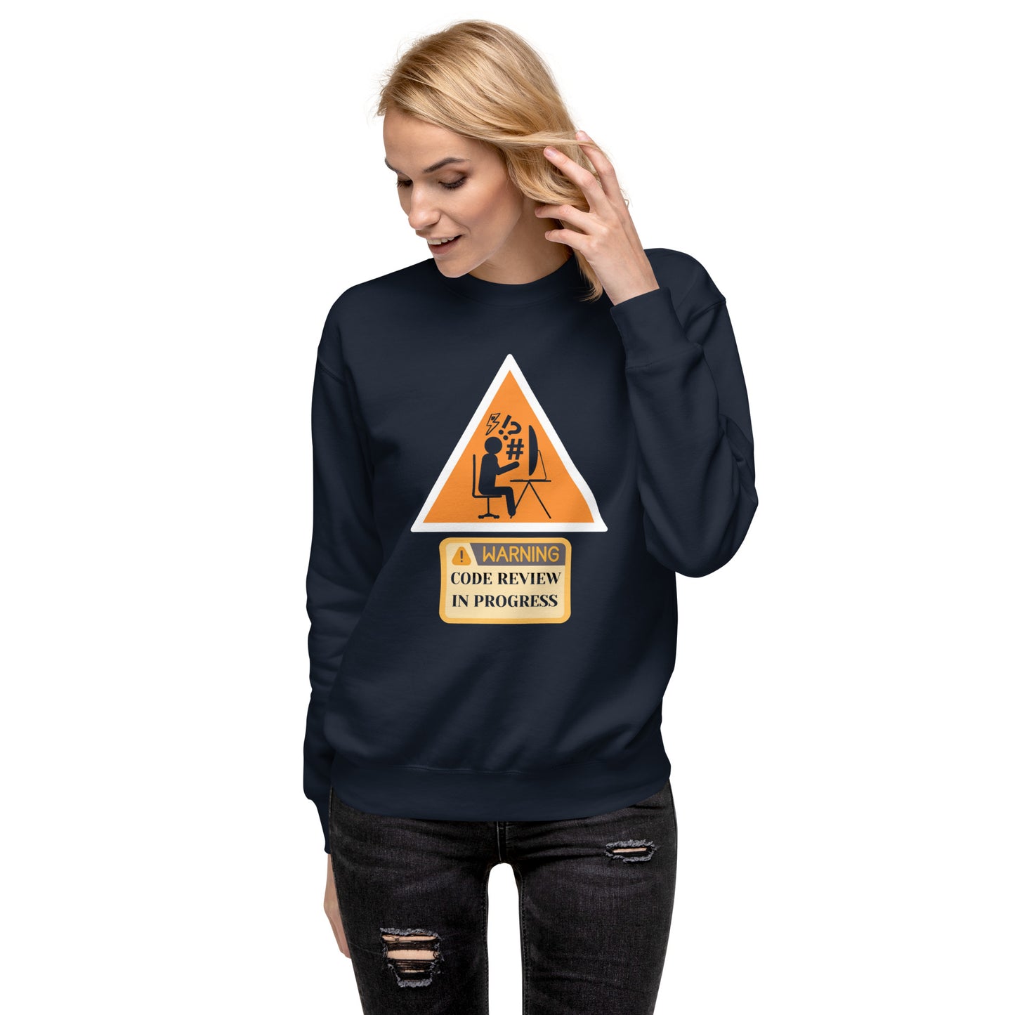 Warning Code Review Premium Sweatshirt