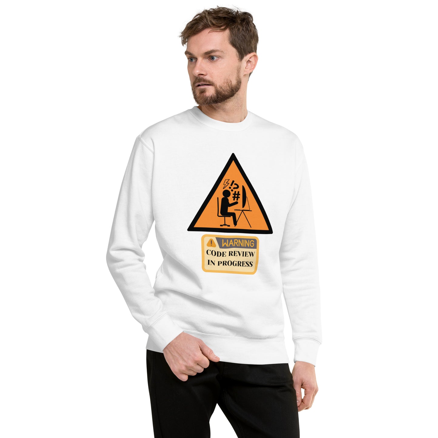 Warning Code Review Premium Sweatshirt - Light