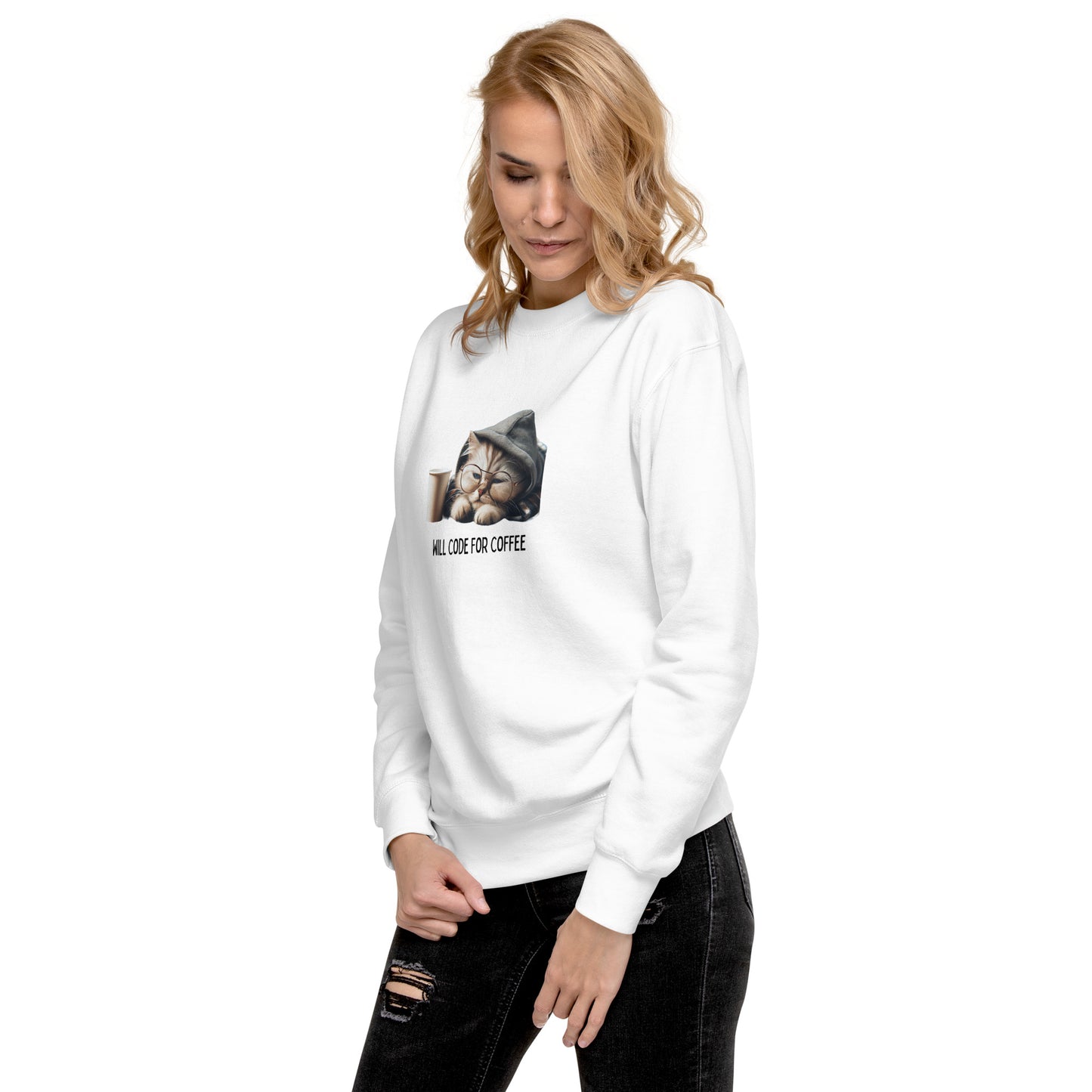 Sleepy Developer Kitty Sweatshirt - Light