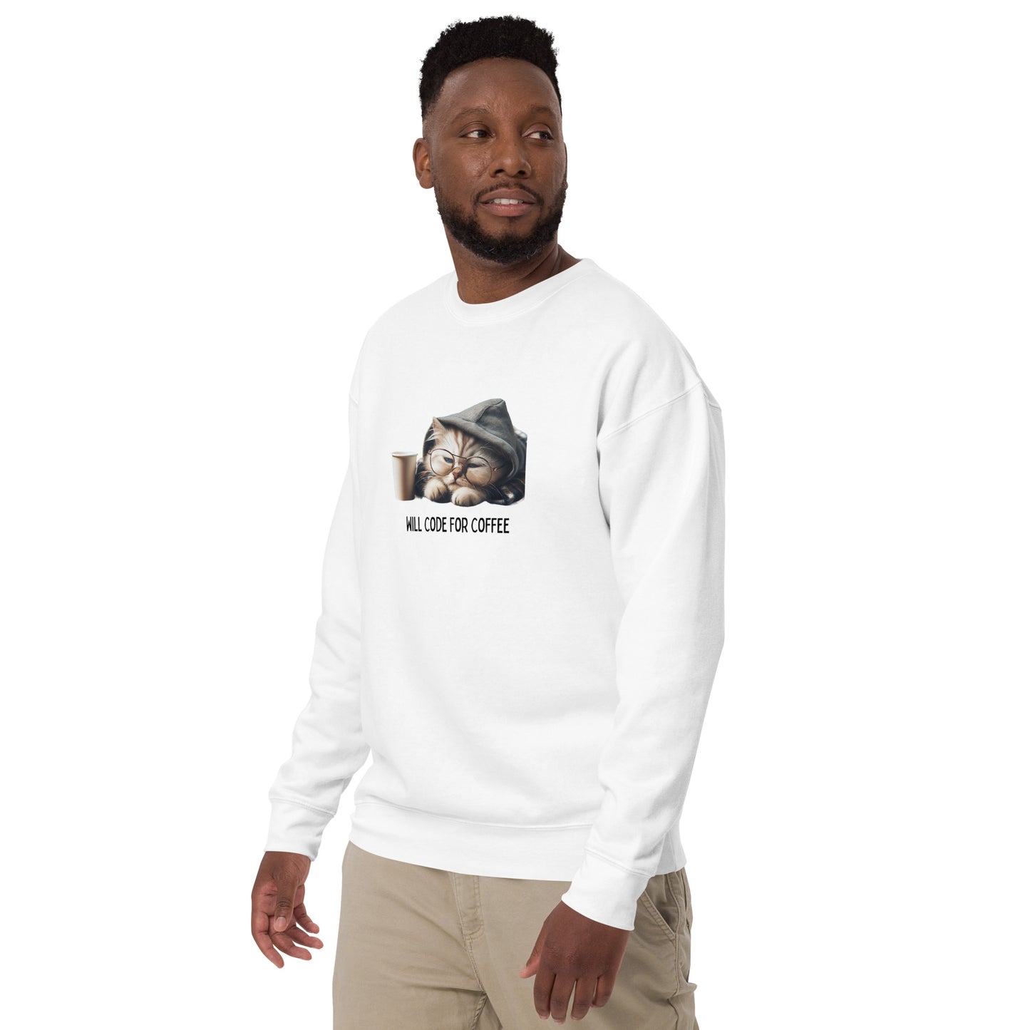 Sleepy Developer Kitty Sweatshirt - Light