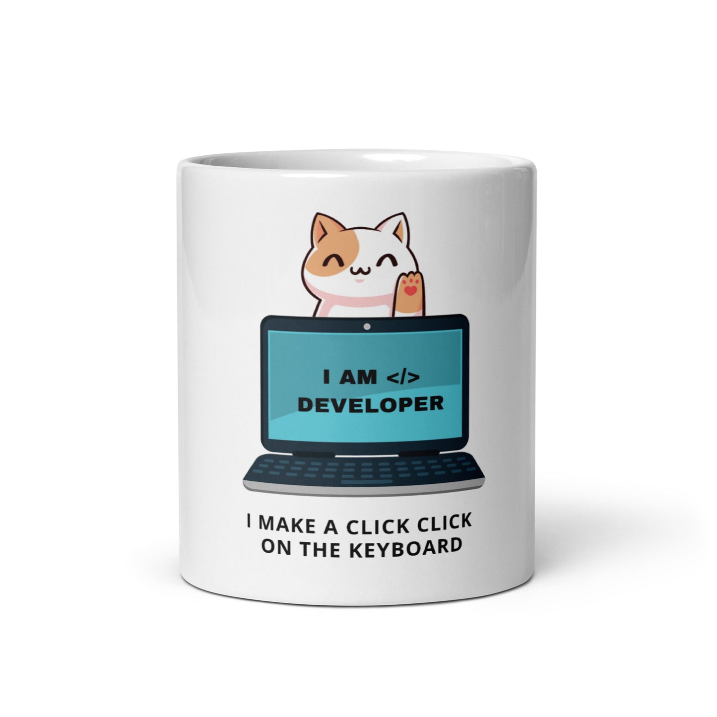 I Am Developer White glossy mug