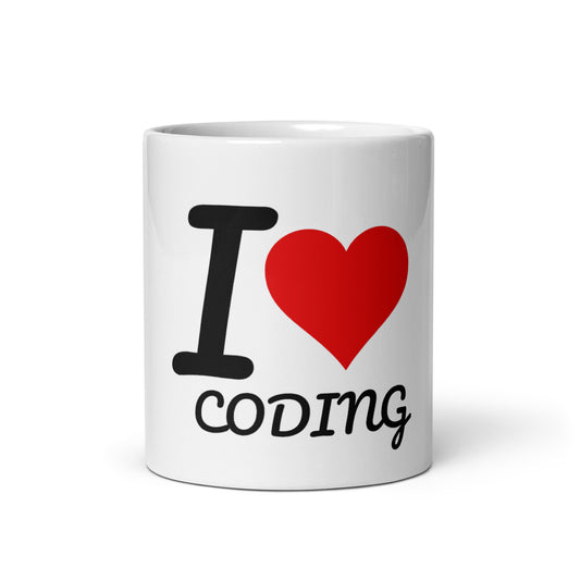 I Heart Coding White glossy mug