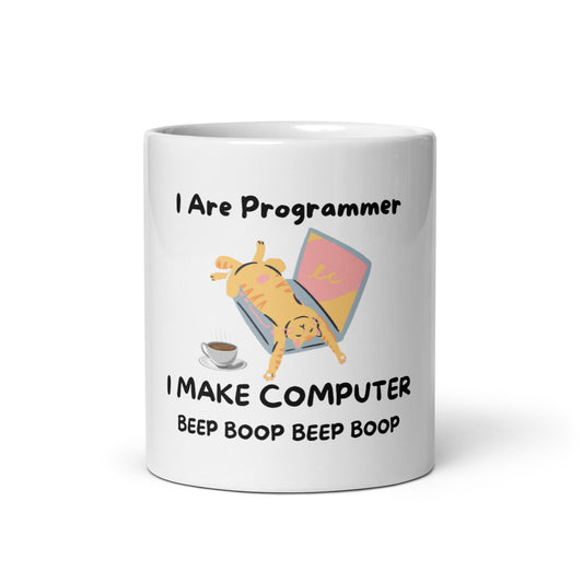 I Are Programmer White glossy mug