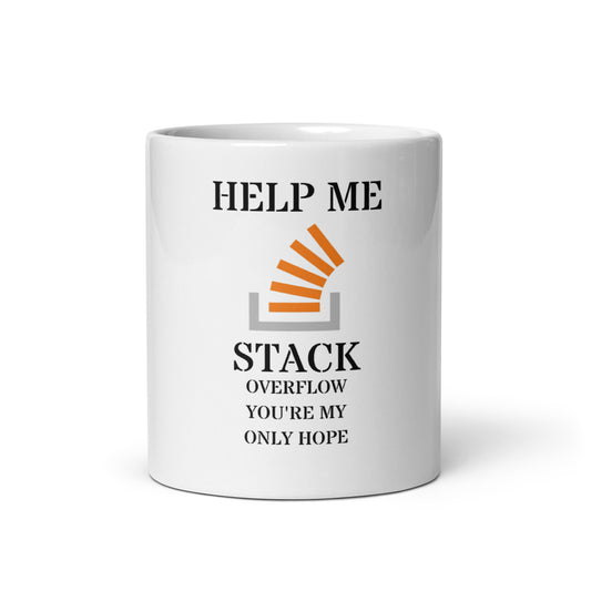 Help Me Stack Overflow White glossy mug