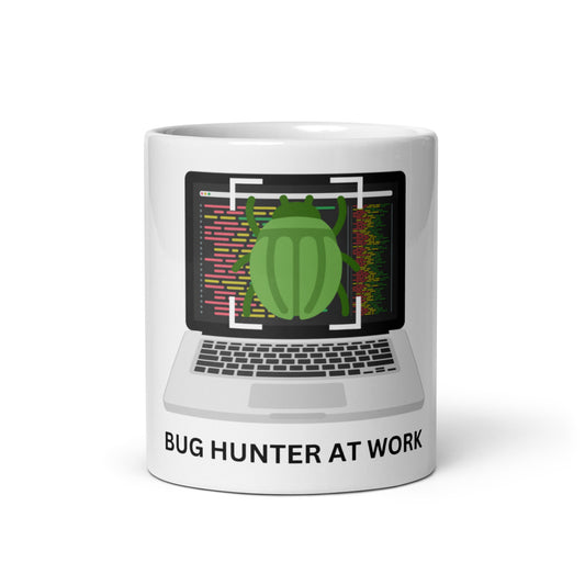 Bug Hunter White glossy mug