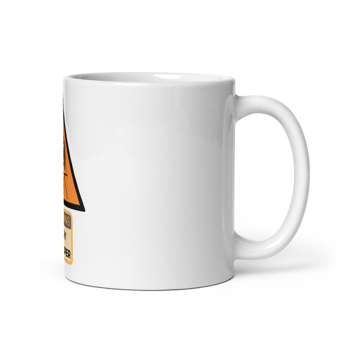 Warning Angry Developer White glossy mug