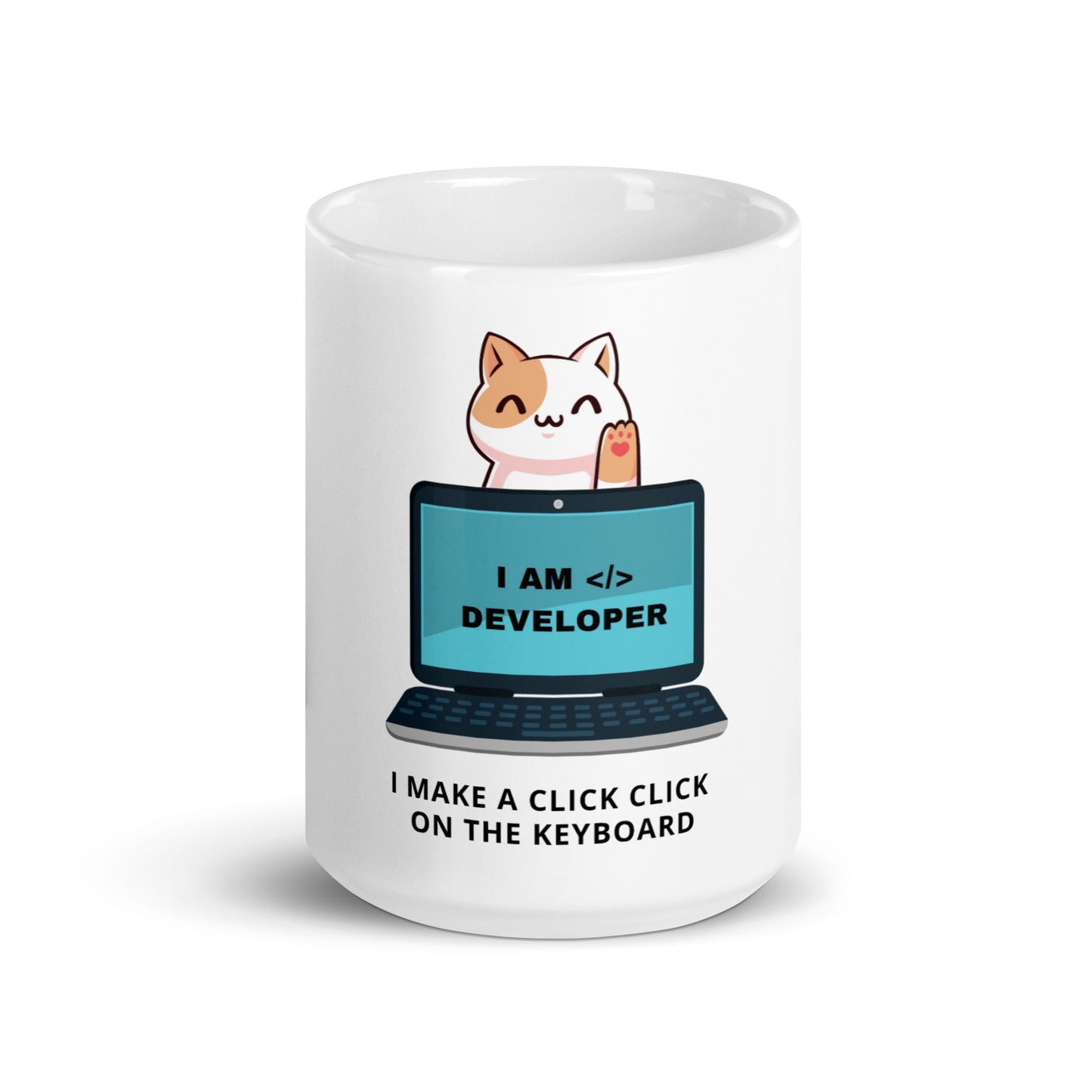 I Am Developer White glossy mug