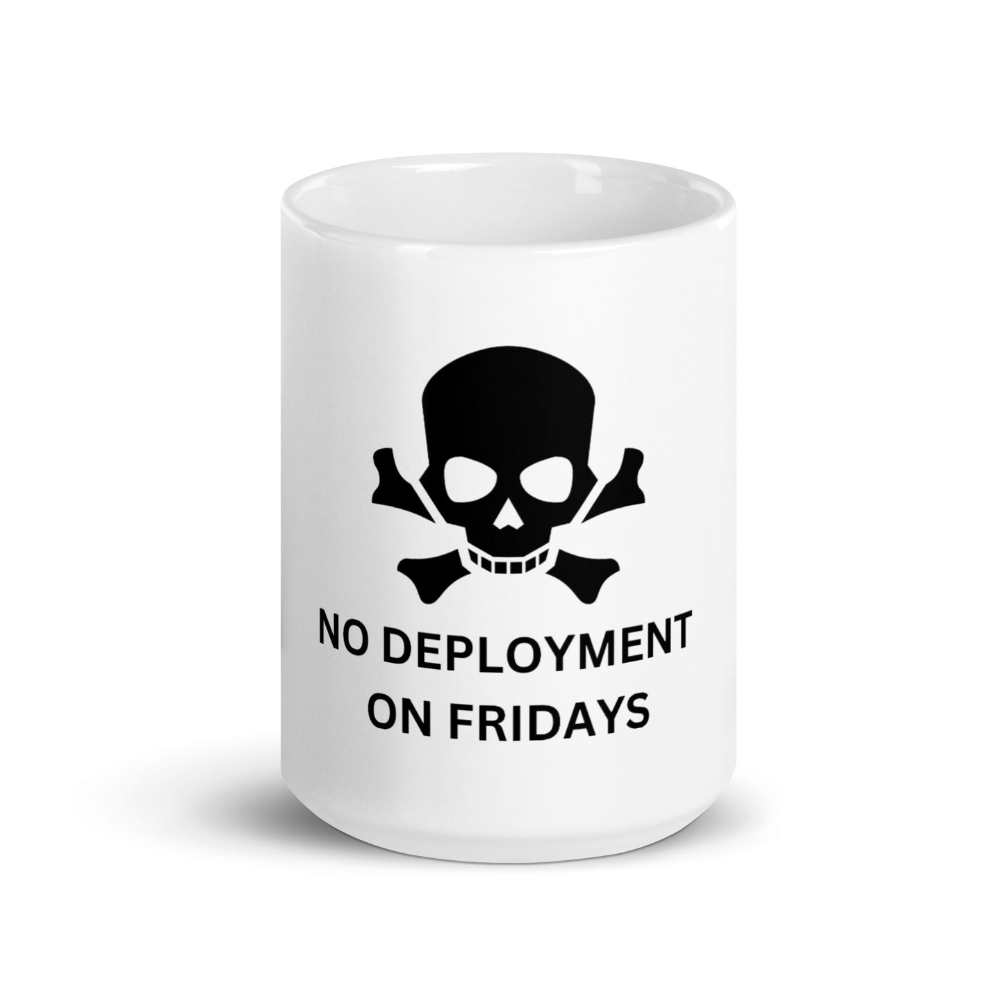 No Friday Deployment White glossy mug