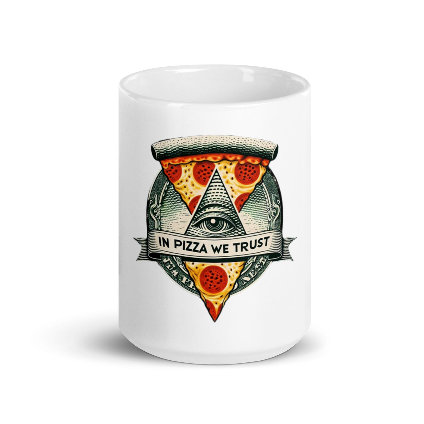 In Pizza We Trust mug