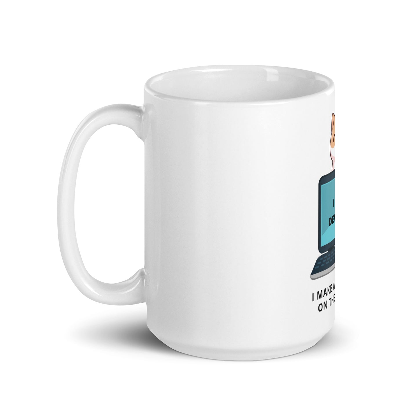 I Am Developer White glossy mug