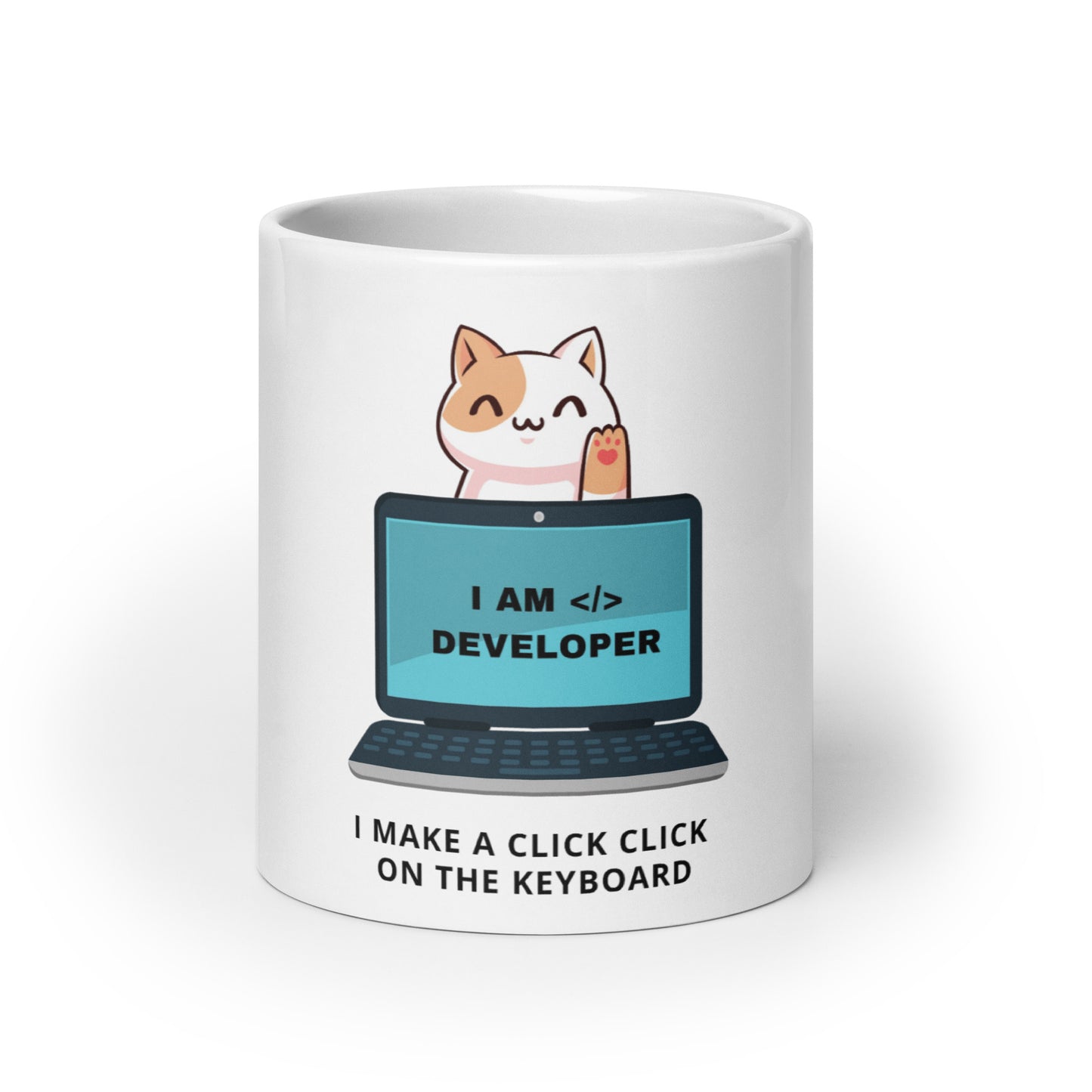 I Am Developer White glossy mug