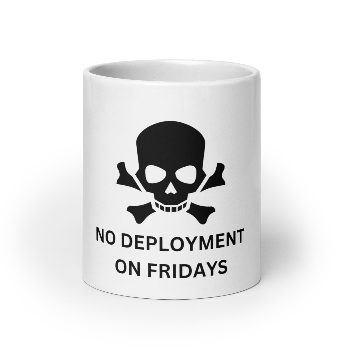 No Friday Deployment White glossy mug