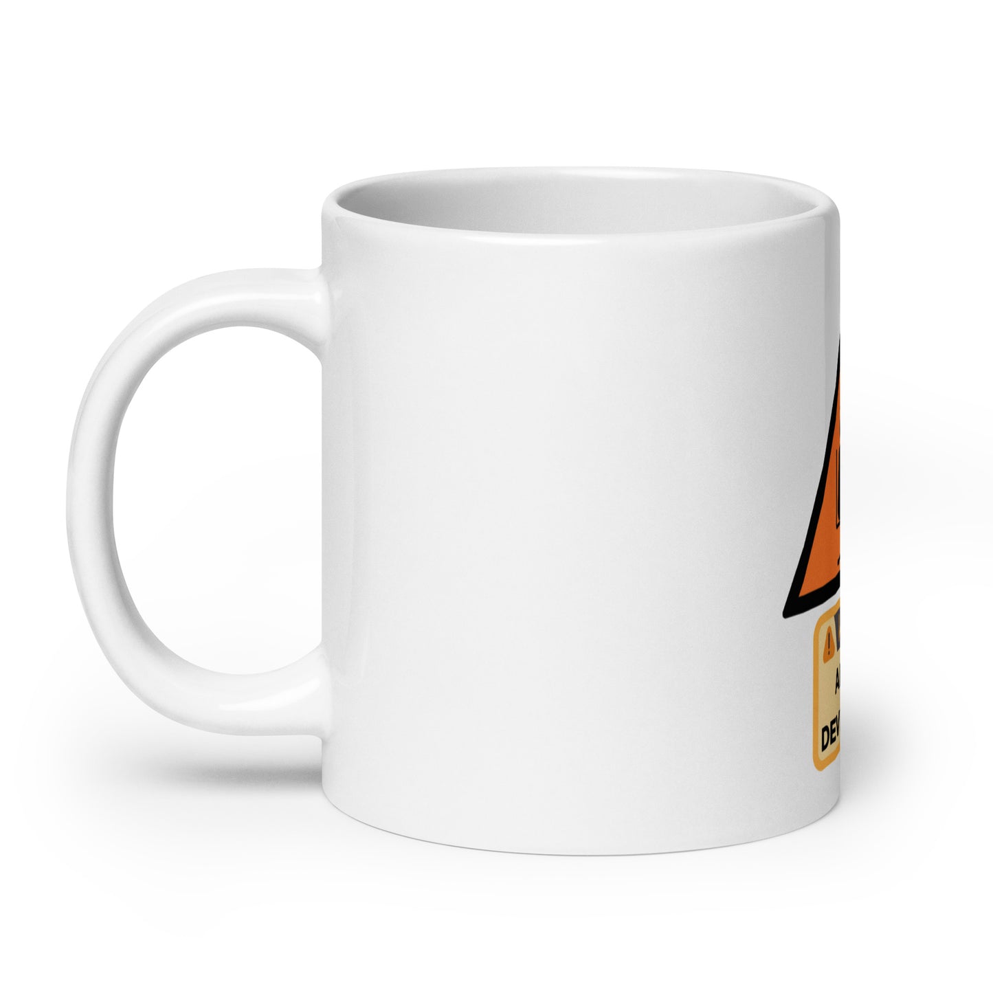 Warning Angry Developer White glossy mug